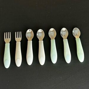 Cloud Island toddler Forks/Spoons- stainless steel head w/ silicone grip handle